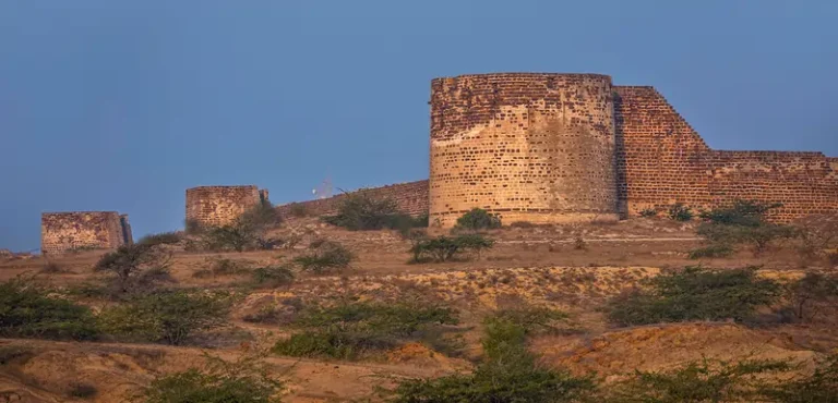 લખપતનો કિલ્લો (કચ્છ): સિંધુ નદીના વહેણથી સમૃદ્ધ વેપાર અને ભૂકંપ બાદ કિલ્લાની પડતી.